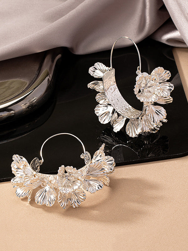 Parure boucles d'oreilles pendantes et boucles d'oreilles géométrique en forme de fleur