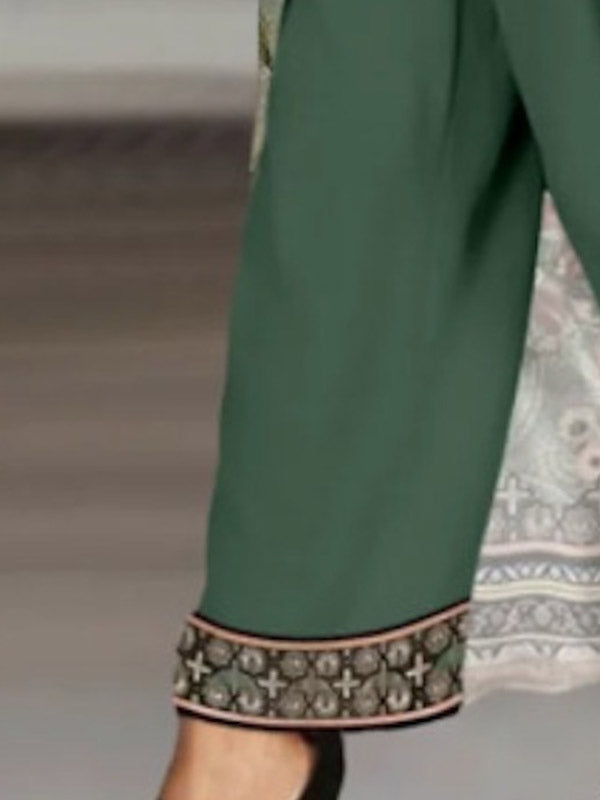 Ensemble deux pièces ample fendu sur le côté à manches longues, à imprimé floral, à col rond – t-shirt + haut + pantalon