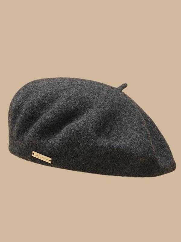 Béret rétro artistique, couleur unie