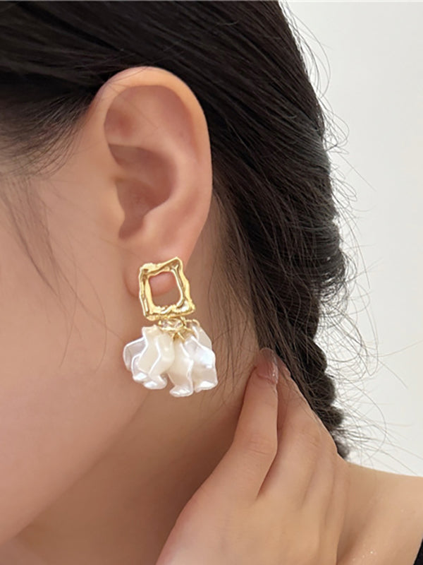 Boucles d'oreilles pendantes géométriques en forme de feuilles, à strass
