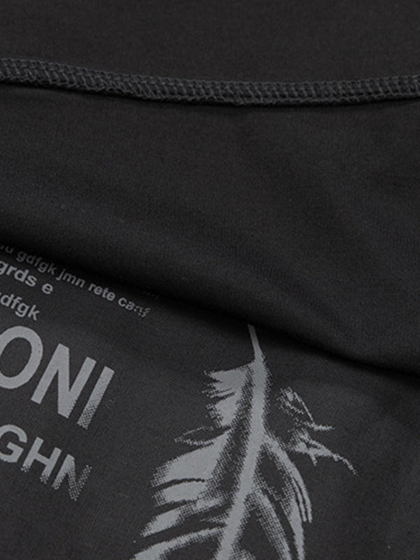 Faux deux t-shirts amples à col rond à empiècements et impression