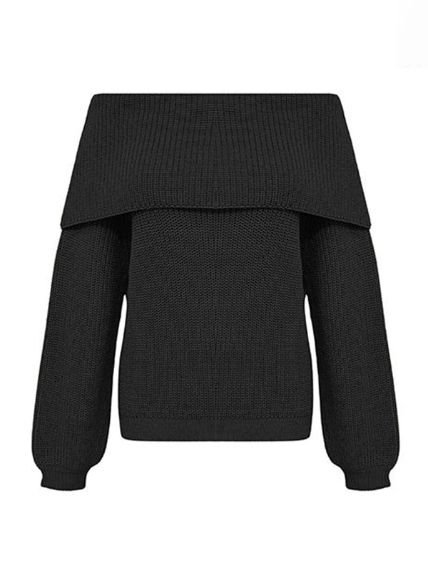 Pull ample à manches longues, à empiècements, à col rond, couleur unie