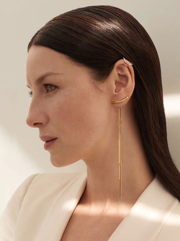 Boucles d'oreilles pendantes géométriques à pompons