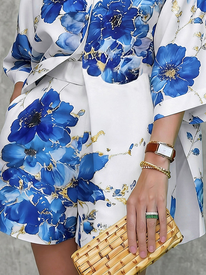 Short ample à jambes larges, à imprimé floral, à poches
