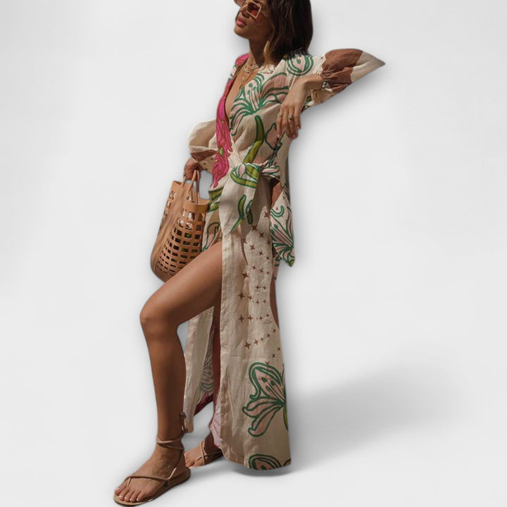 Tracey - Robe maxi avec ceinture à la taille