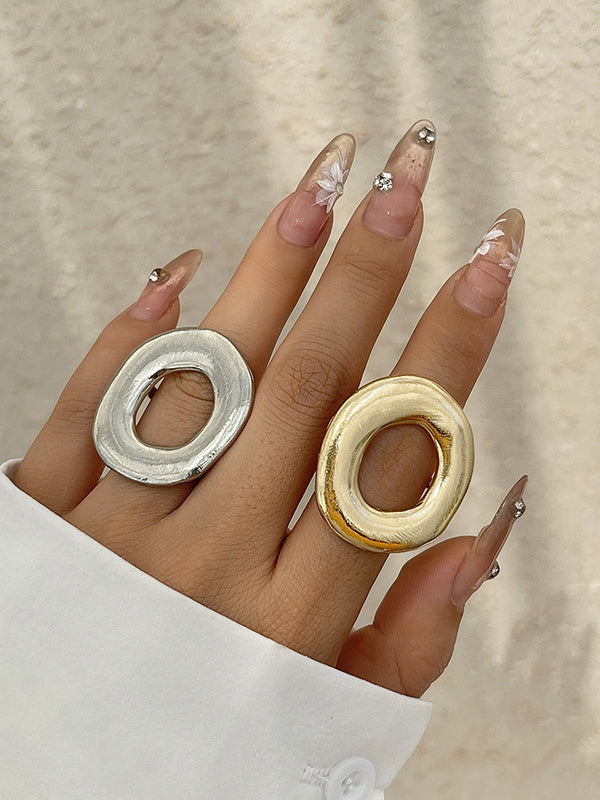 Bague géométrique ajourée normcore, couleur unie