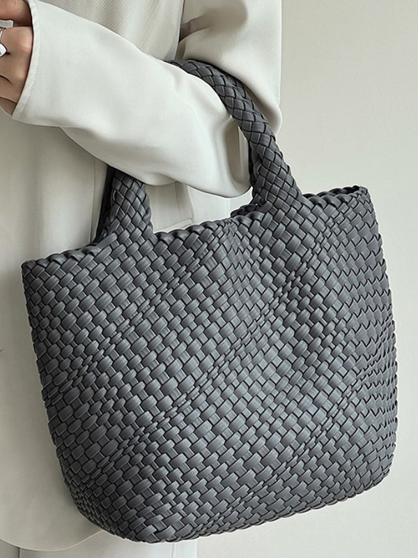 Sac à main tressé couleur unie