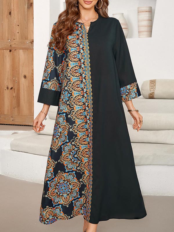 Robe longue ample asymétrique imprimée