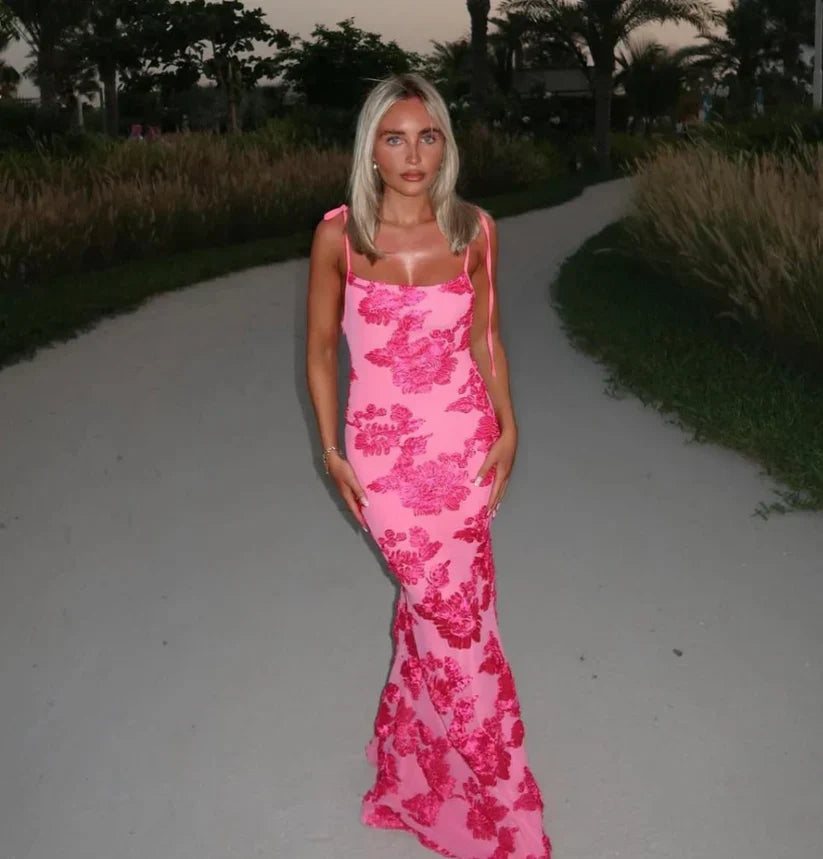 LILY - Robe maxi florale avec bretelles réglables