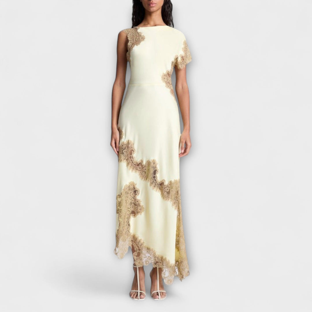 Margaret - Robe maxi avec des accents en satin et en dentelle