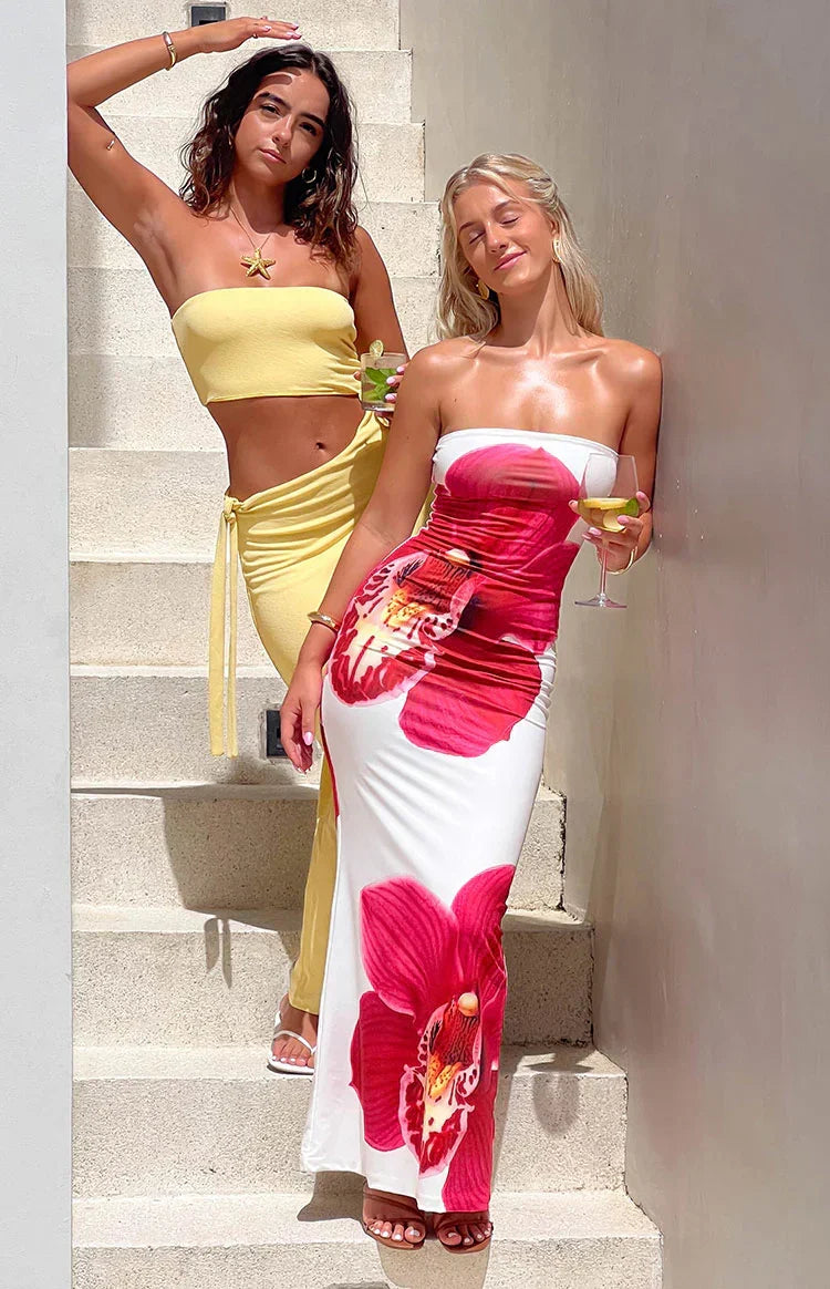 Arizona - Robe maxi en dentelle florale en mesh