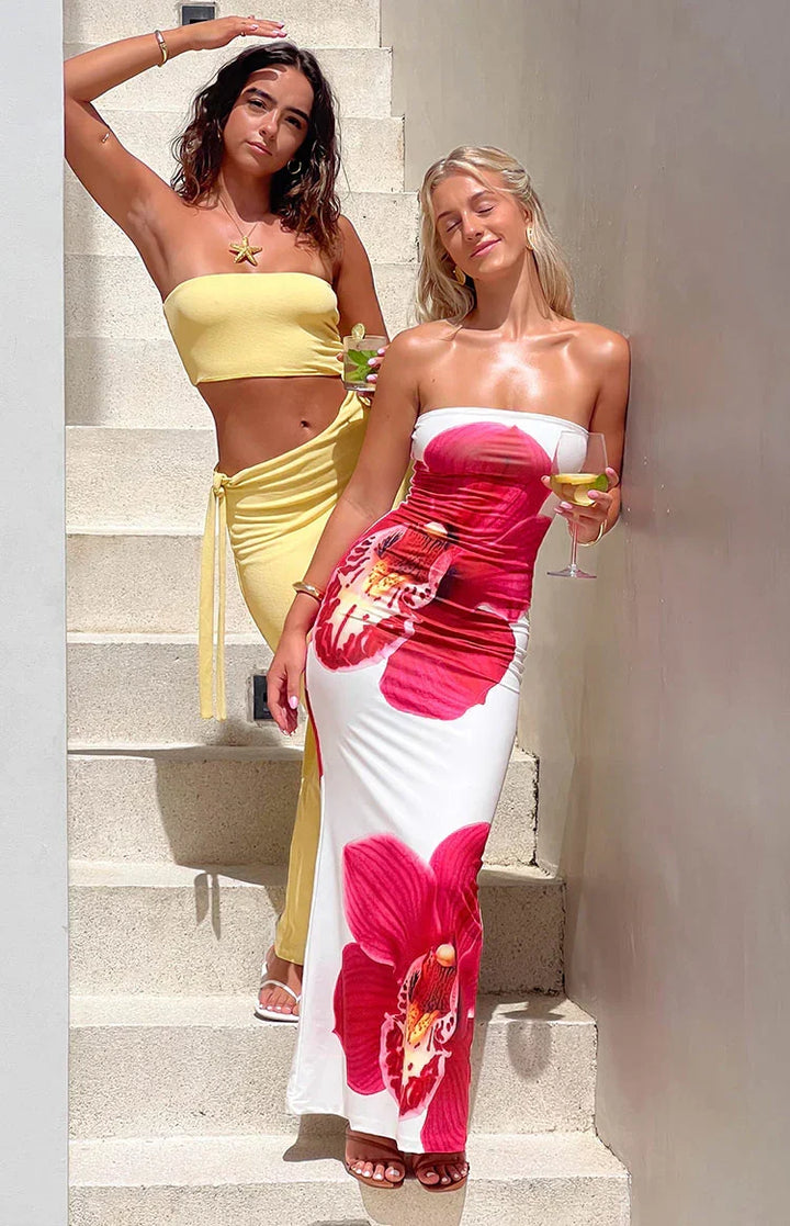 Arizona - Robe maxi en dentelle florale en mesh