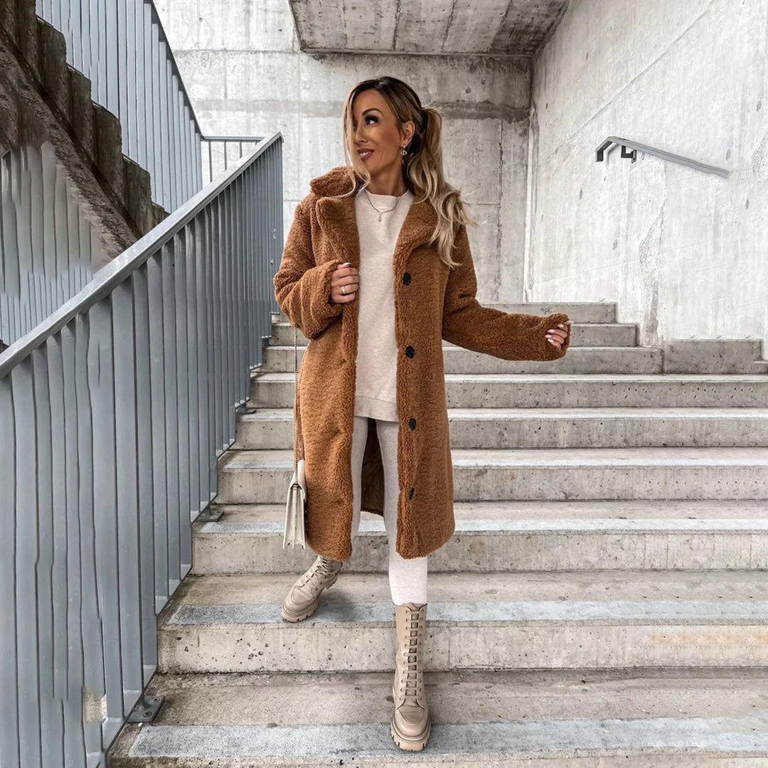 Manteau Teddy Élégant Femme | Long Chaud