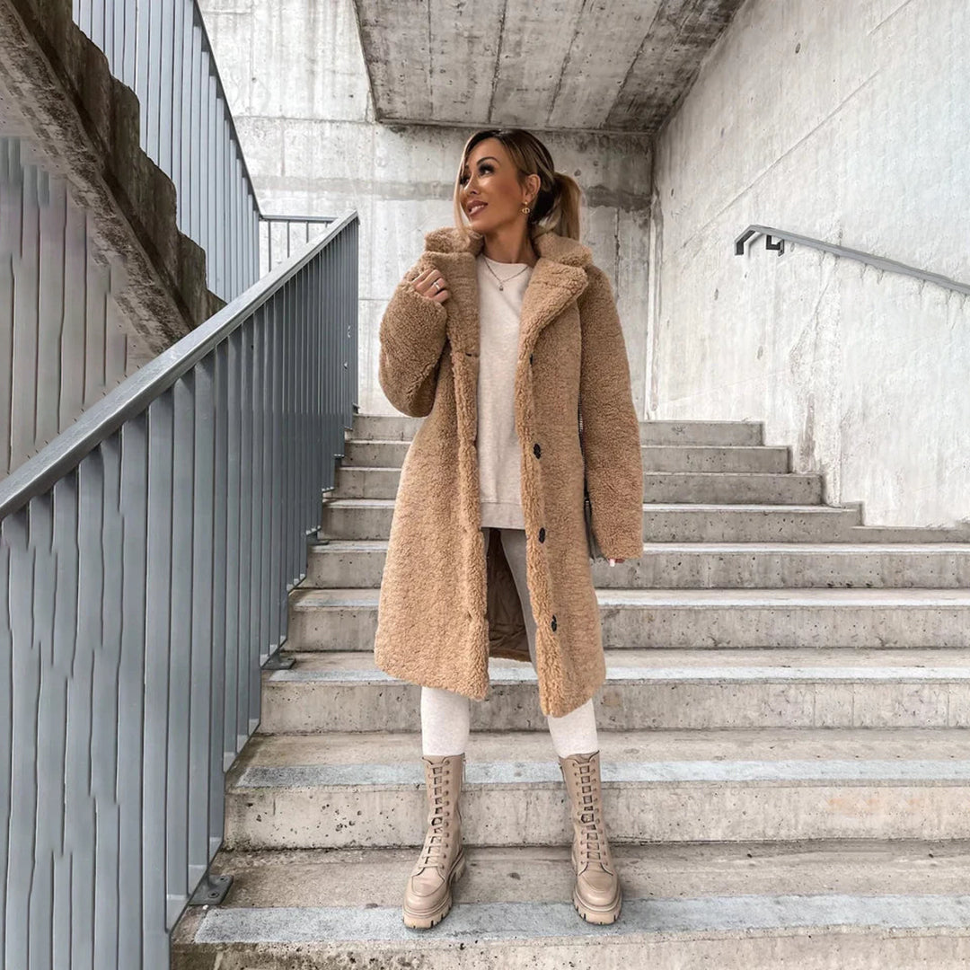 Manteau Teddy Élégant Femme | Long Chaud