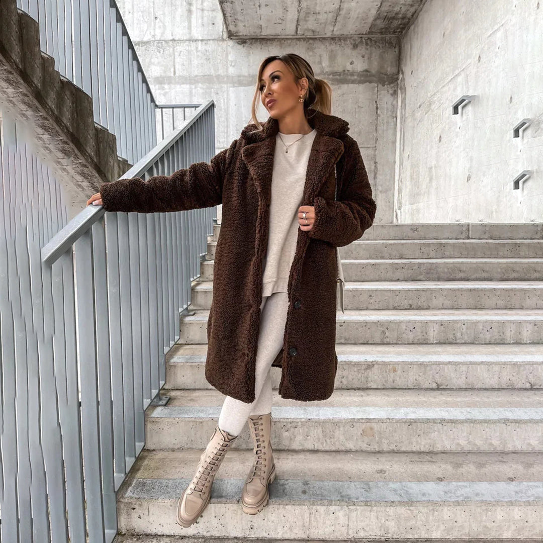 Manteau Teddy Élégant Femme | Long Chaud