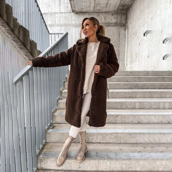 Manteau Teddy Élégant Femme | Long Chaud