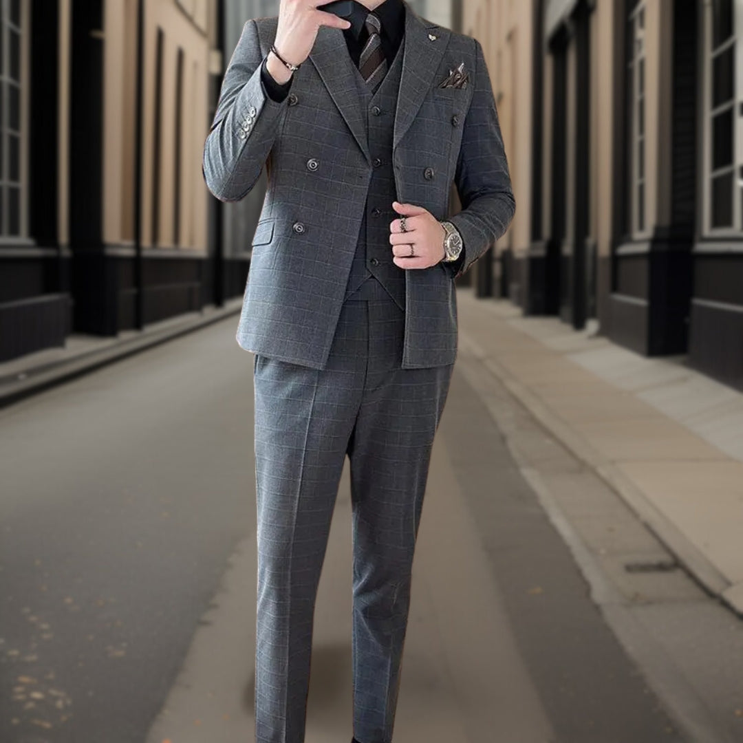 Costume de Mariage à Carreaux Luxueux pour Hommes | Trois Pièces