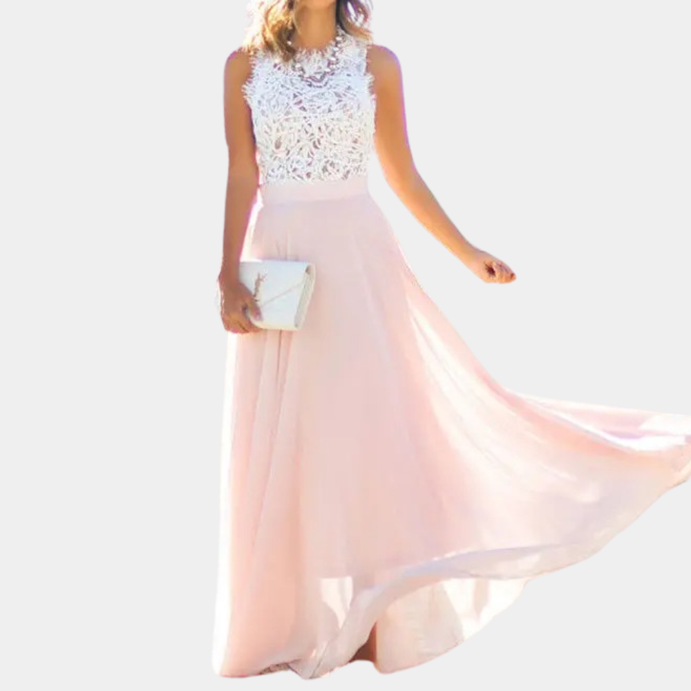 Robe Maxi Sans Manches Rose pour Invitées de Mariage