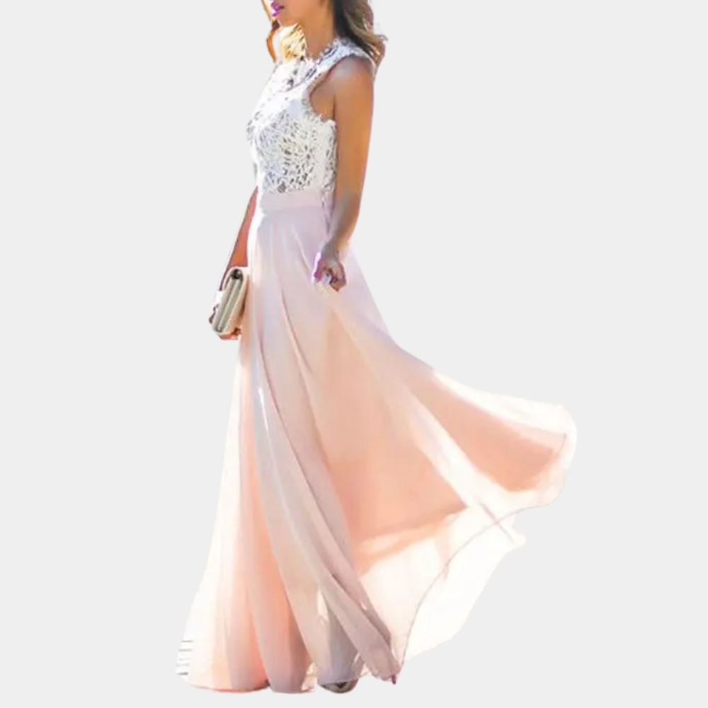 Robe Maxi Sans Manches Rose pour Invitées de Mariage