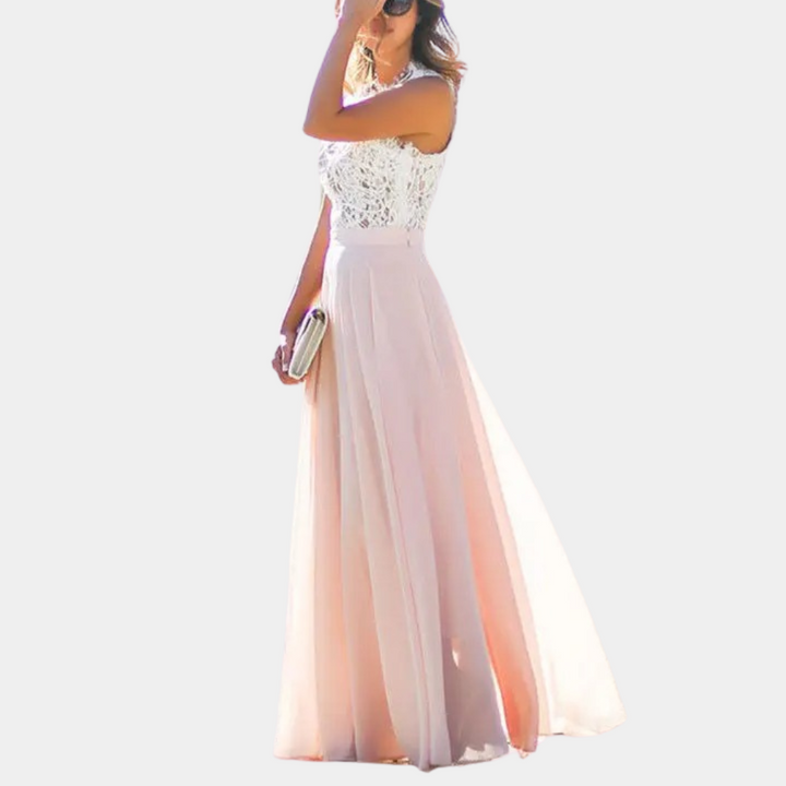 Robe Maxi Sans Manches Rose pour Invitées de Mariage