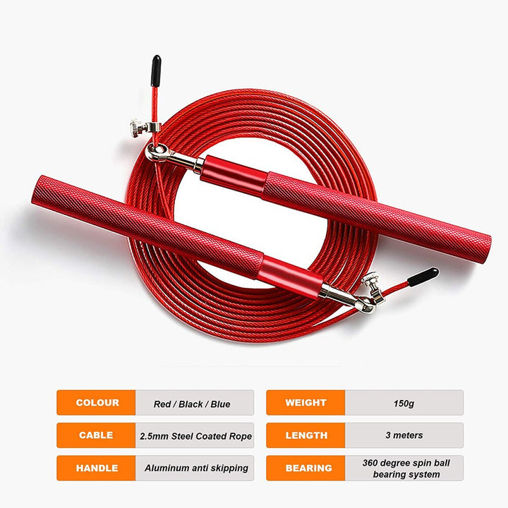 AeroSpin 360 Corde à sauter – Corde en acier ajustable avec poignée en aluminium
