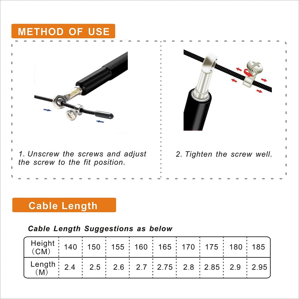 AeroSpin 360 Corde à sauter – Corde en acier ajustable avec poignée en aluminium