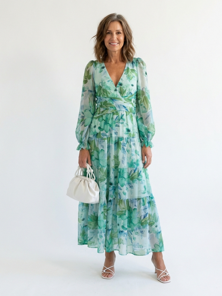 Althea | Robe maxi à manches longues avec motif floral