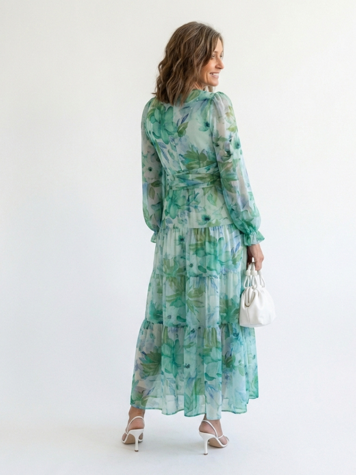 Althea | Robe maxi à manches longues avec motif floral