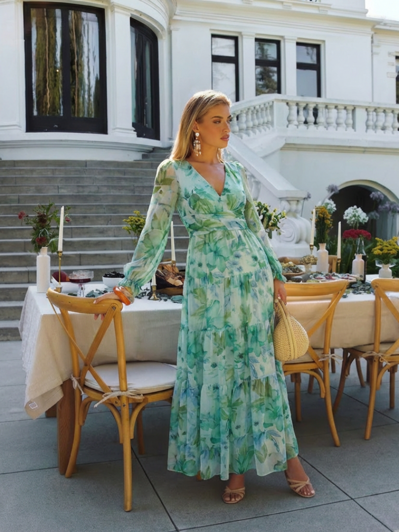 Althea | Robe maxi à manches longues avec motif floral