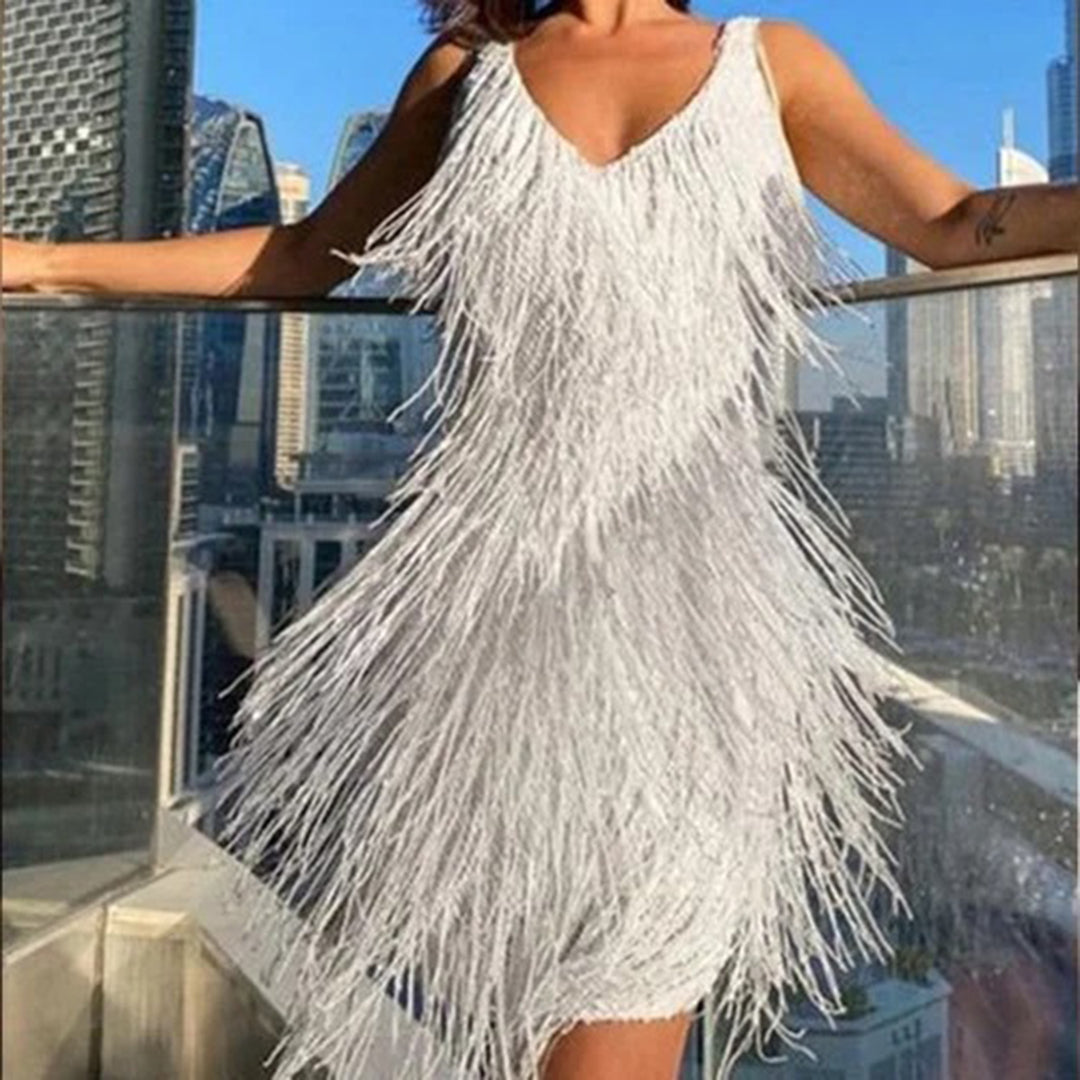 Andrea | Robe Mini Moderne avec Franges