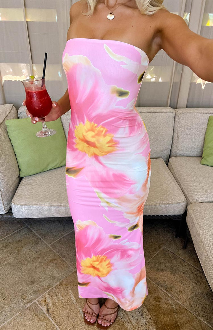 Arizona - Robe maxi en dentelle florale en mesh