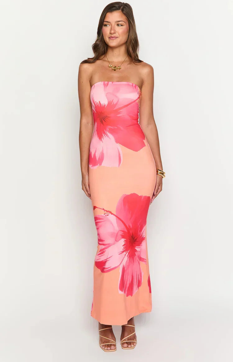 Arizona - Robe maxi en dentelle florale en mesh