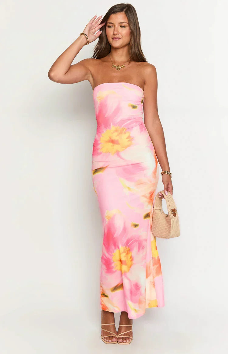 Arizona - Robe maxi en dentelle florale en mesh