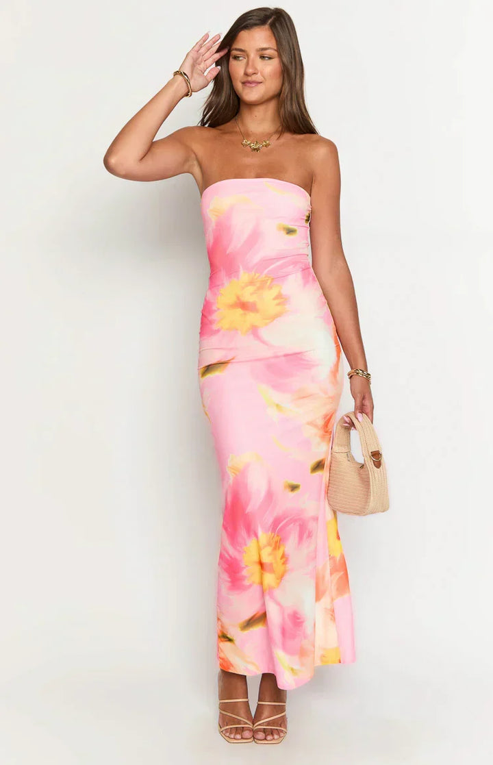 Arizona - Robe maxi en dentelle florale en mesh