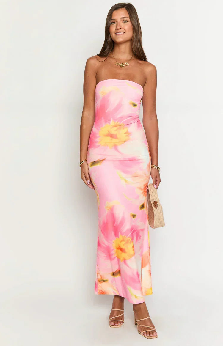 Arizona - Robe maxi en dentelle florale en mesh