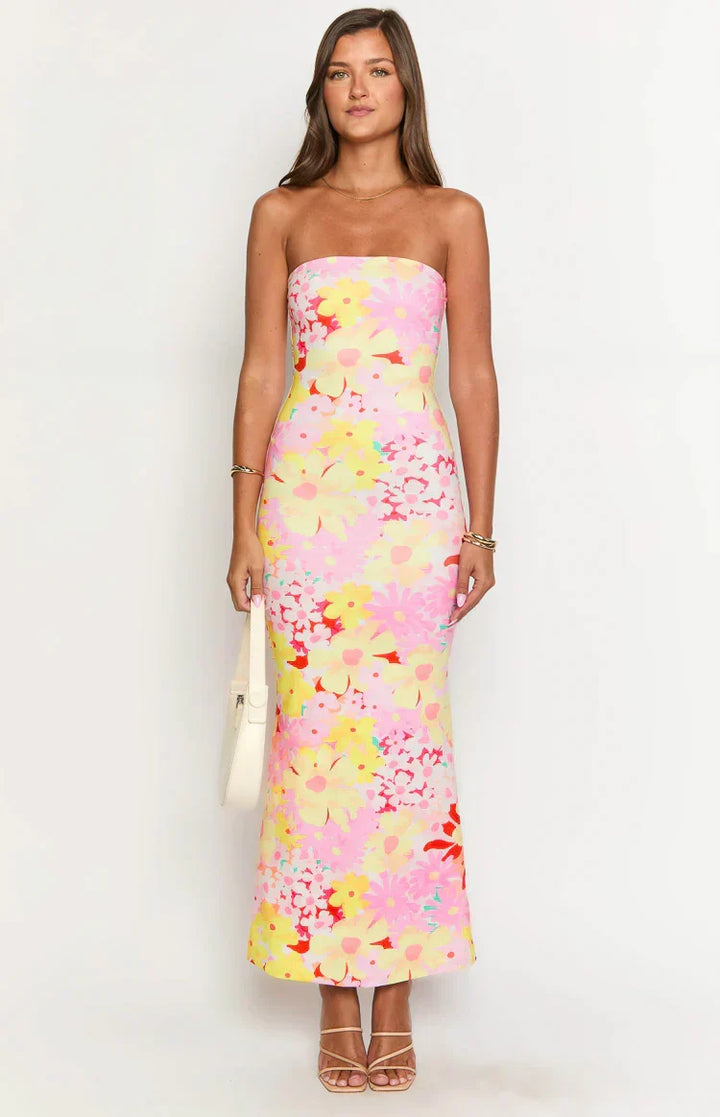 Arizona - Robe maxi en dentelle florale en mesh