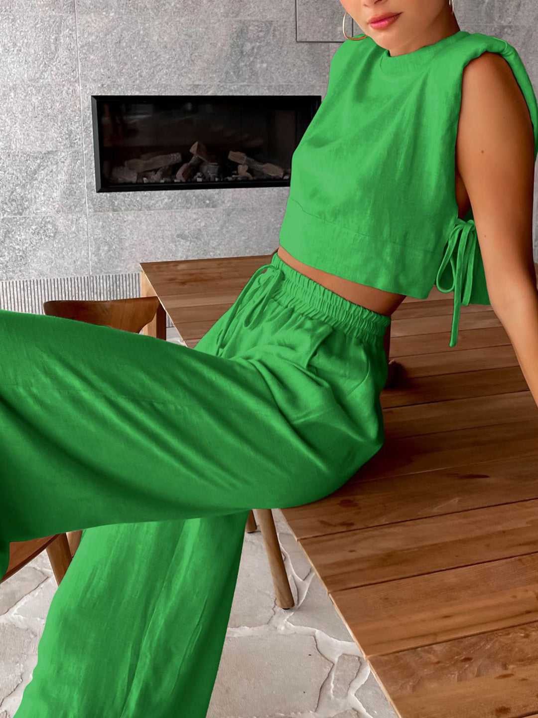 Livia | Ensemble Pantalon Large Femme Look Lin