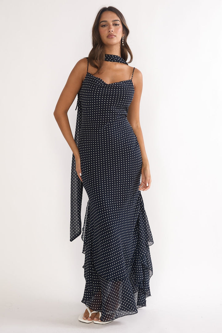 Lea | Robe maxi femme marine élégante & à la mode