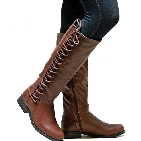Bottes montantes à lacets pour femmes | Plat