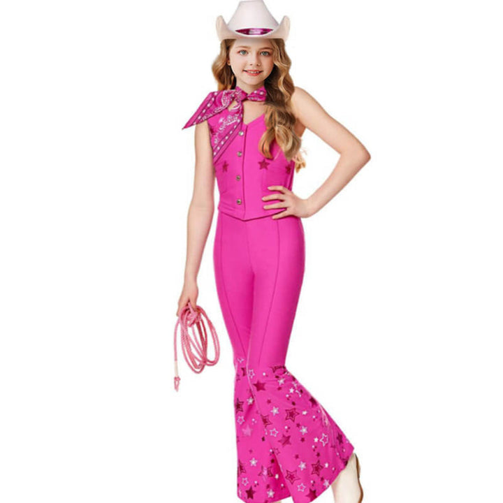 Costume de Cowgirl Rose Rétro pour Femmes, Tenue Disco des Années 70 avec Pantalon Évasé