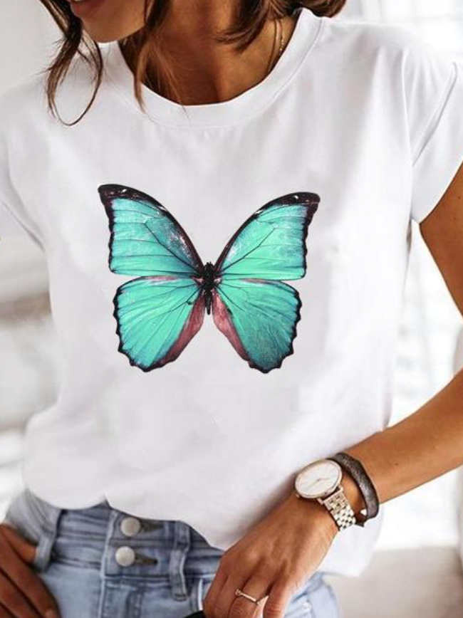 Leonora | T-shirt Femme Imprimé Cœur Col Rond Manches Courtes