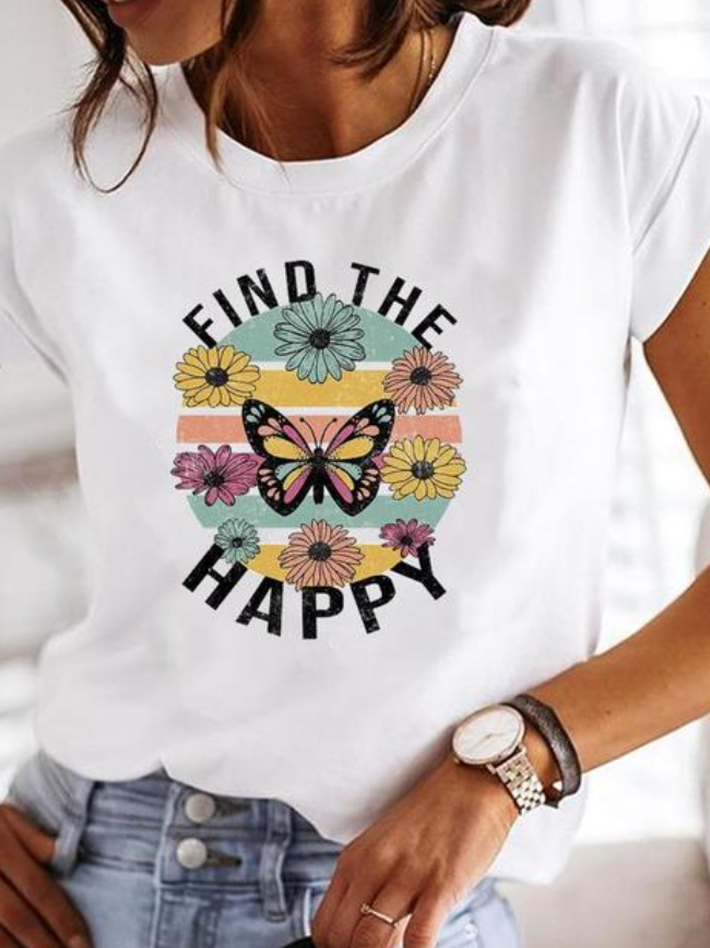Leonora | T-shirt Femme Imprimé Cœur Col Rond Manches Courtes