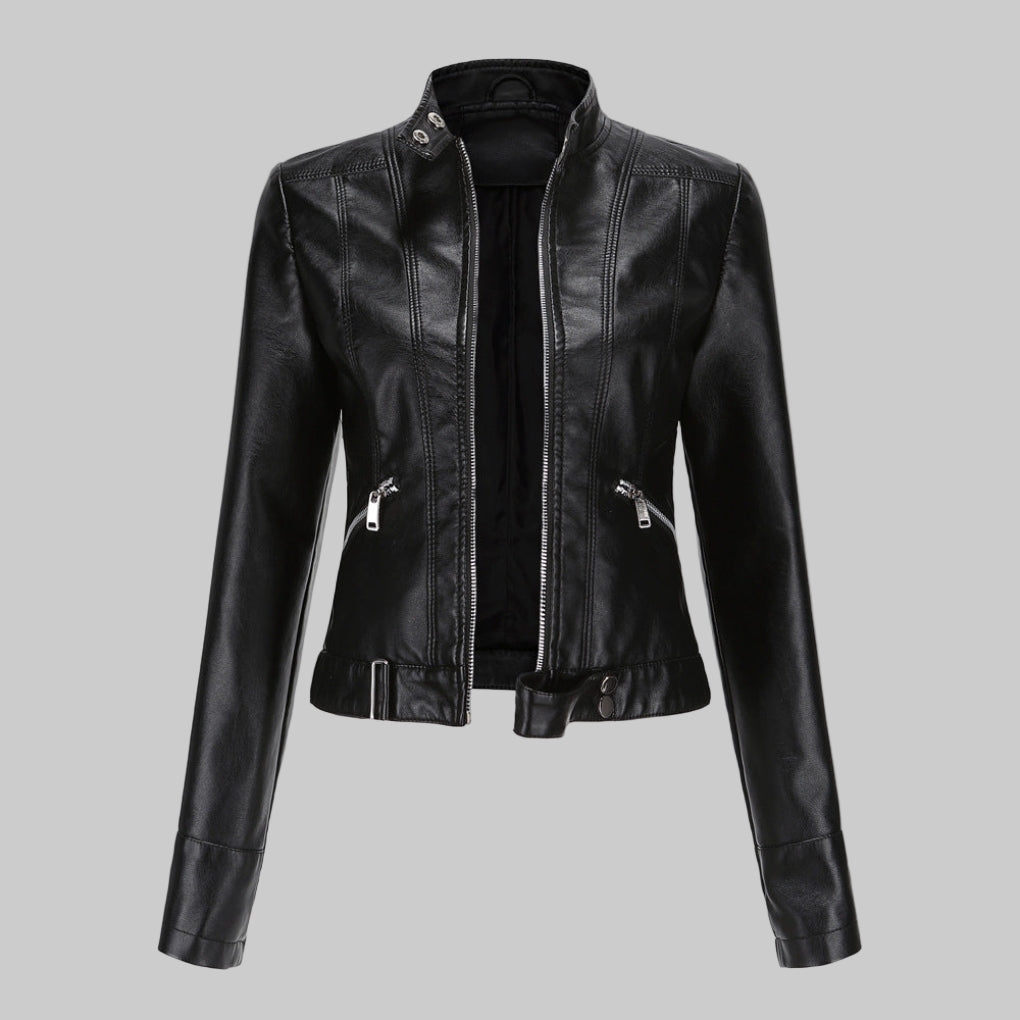 Lara | Veste en cuir biker pour femmes avec ceinture