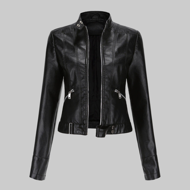 Lara | Veste en cuir biker pour femmes avec ceinture
