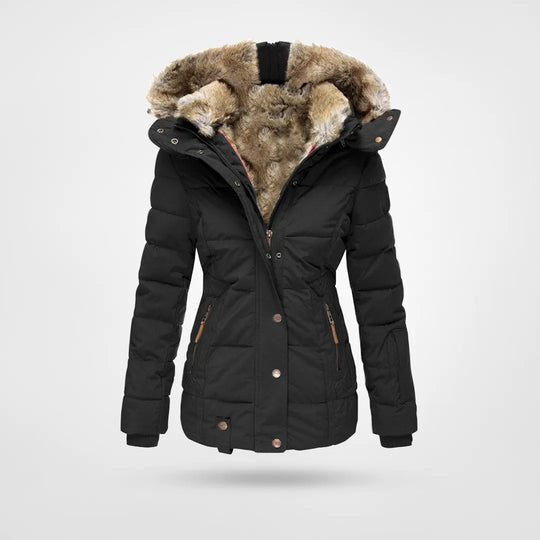 Veste d'hiver femme avec capuche | Manteau d'hiver doublé avec fermeture éclair