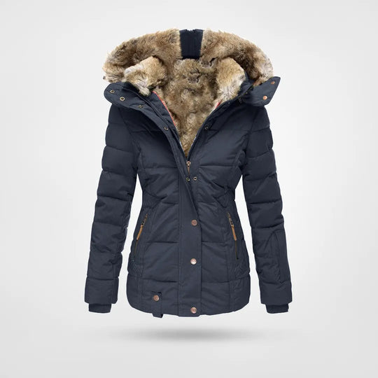 Veste d'hiver femme avec capuche | Manteau d'hiver doublé avec fermeture éclair