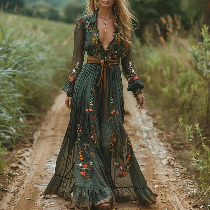 Robe maxi à fleurs bohémienne pour femmes – Robe d'été élégante