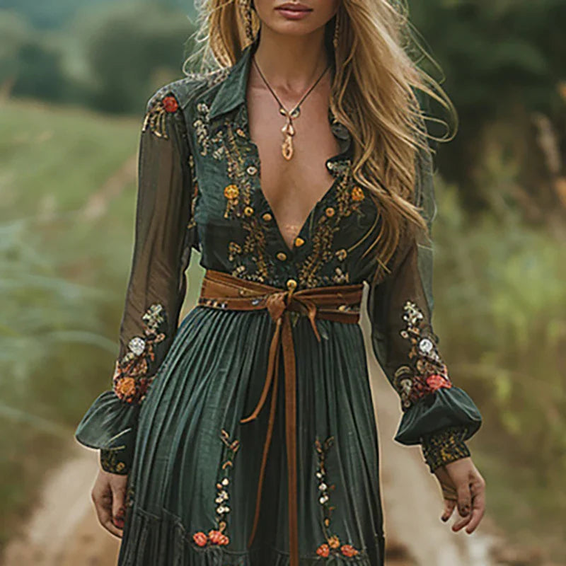 Robe maxi à fleurs bohémienne pour femmes – Robe d'été élégante