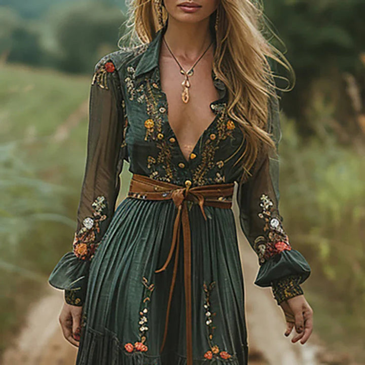 Robe maxi à fleurs bohémienne pour femmes – Robe d'été élégante