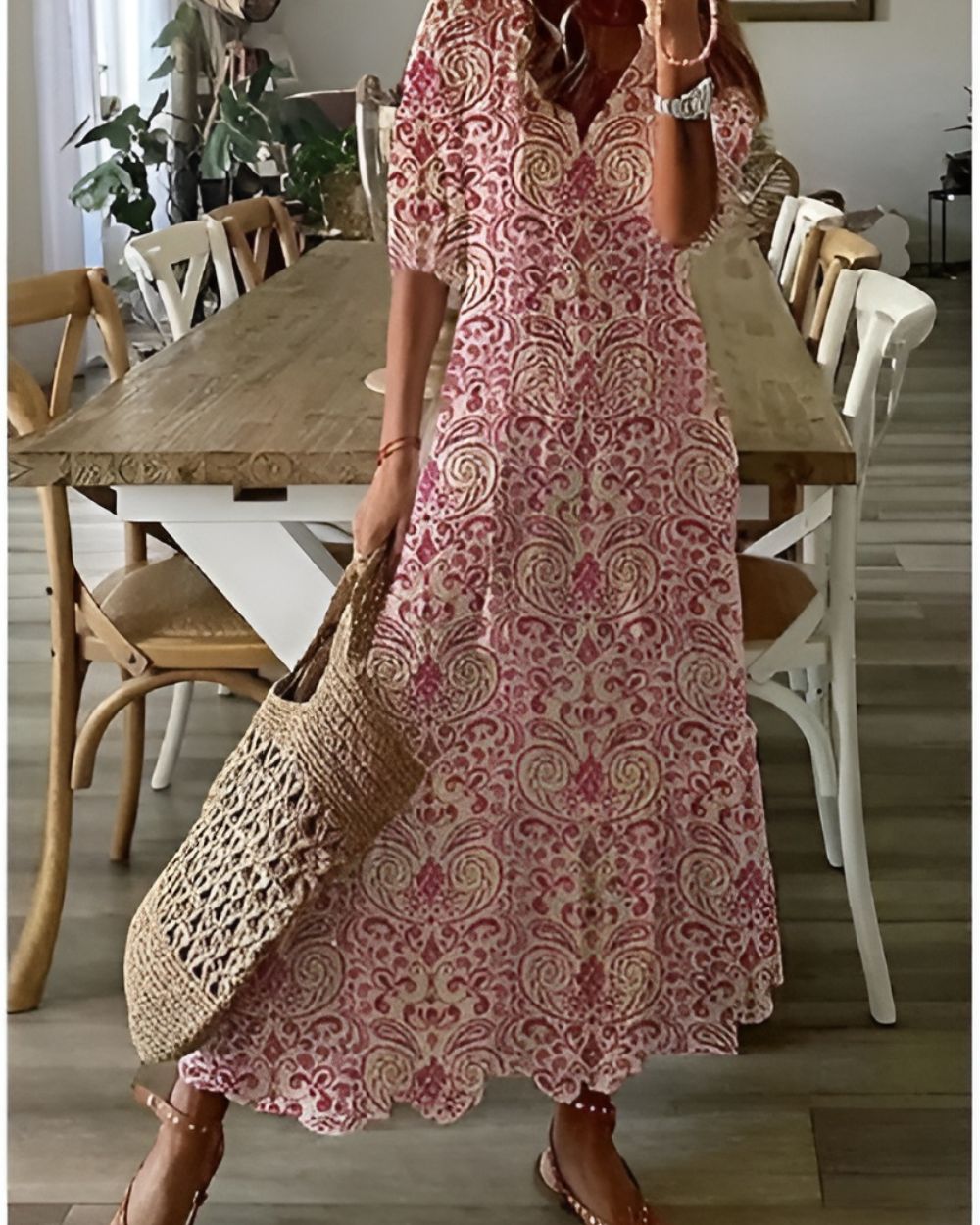 Robe maxi Boho pour femmes – Robe d'été élégante avec coupe fluide